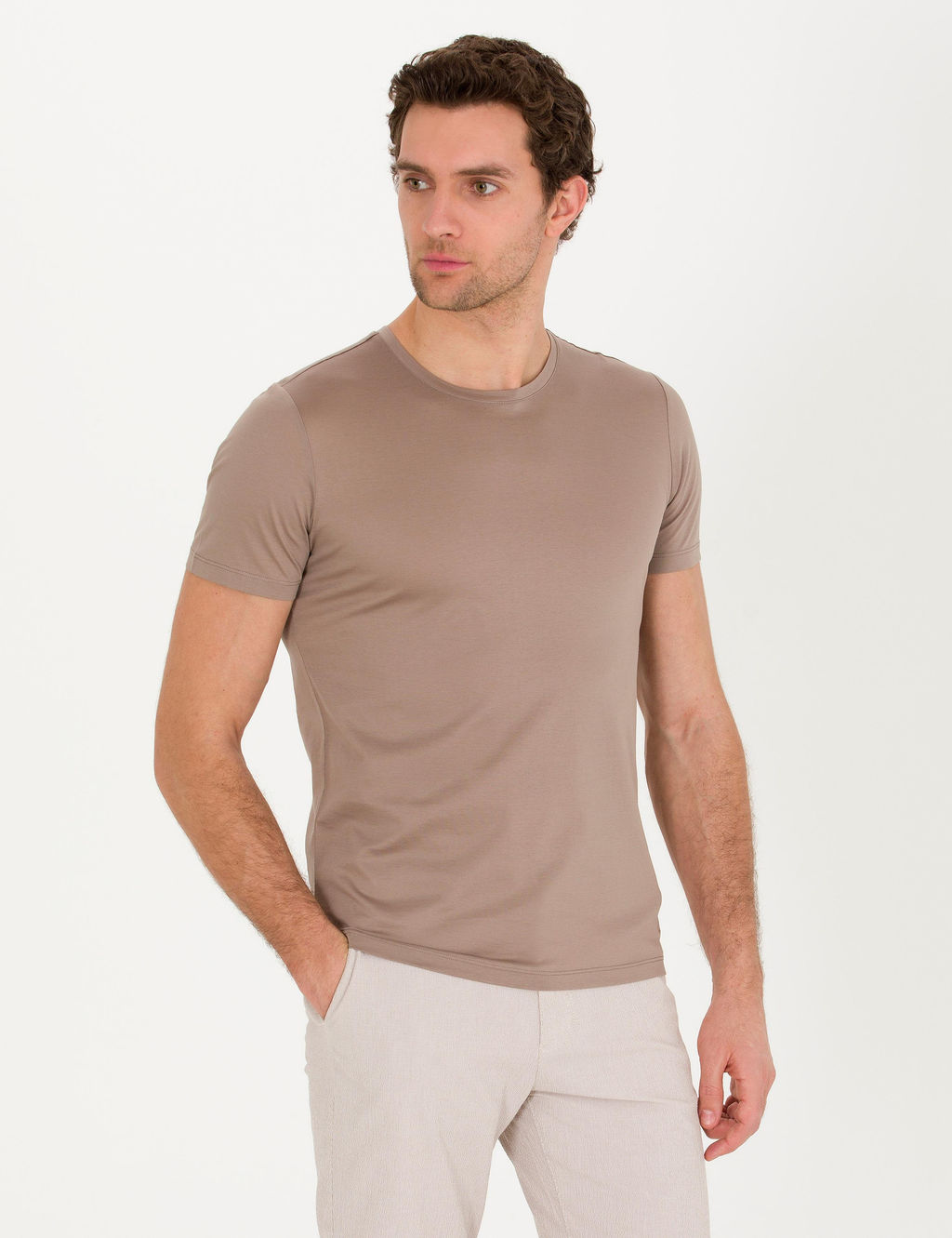 Норковая облегающая базовая футболка