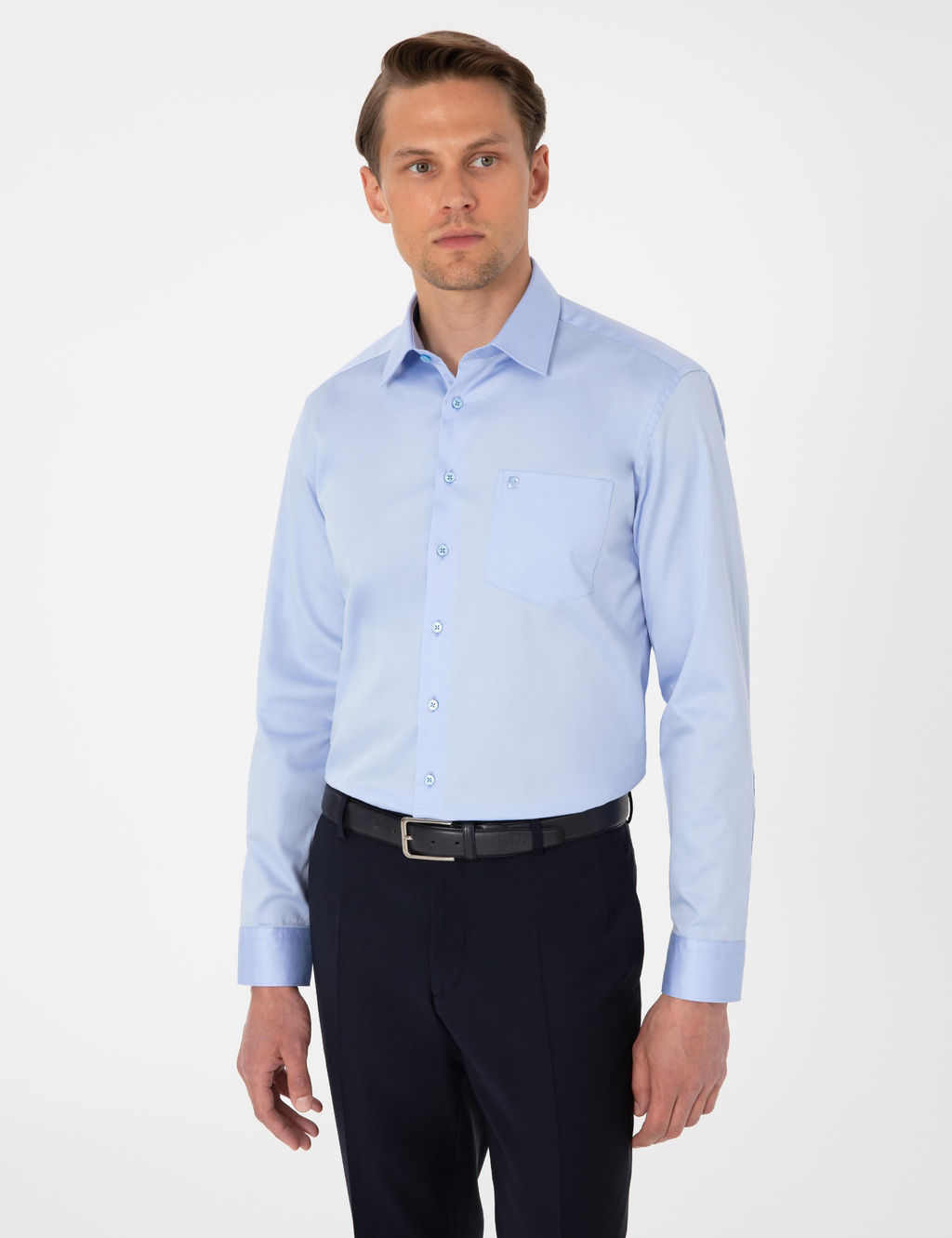 Koyu Mavi Regular Fit Uzun Kollu Basic G_mlek