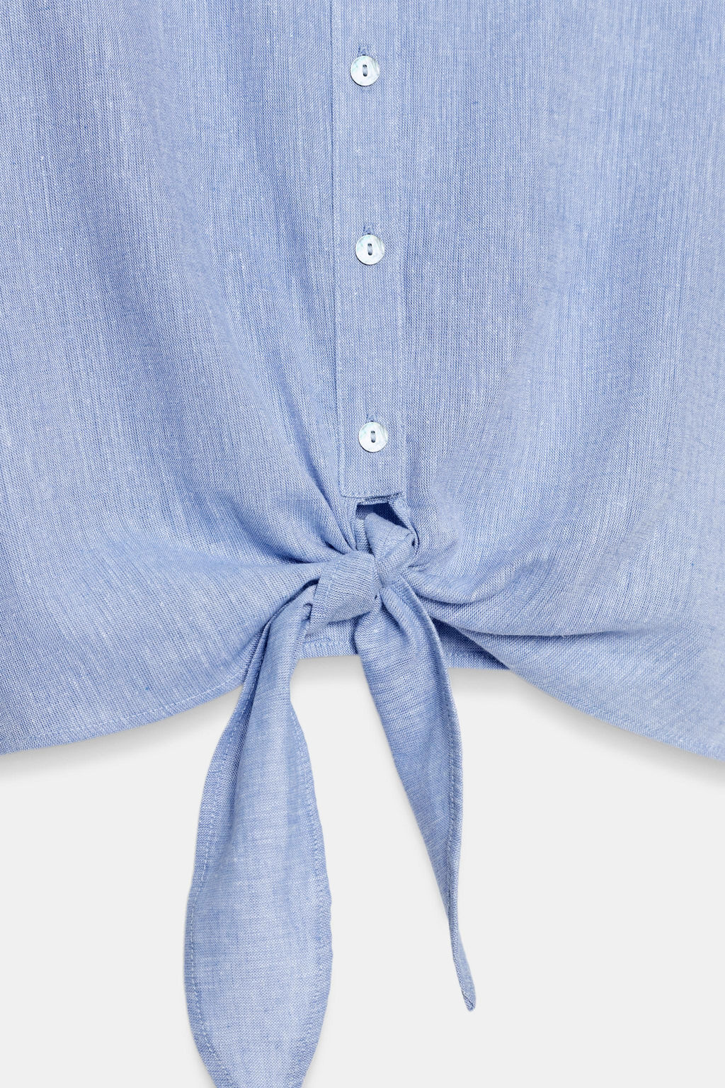 CAMISA NUDO CON LINO / Azul claro