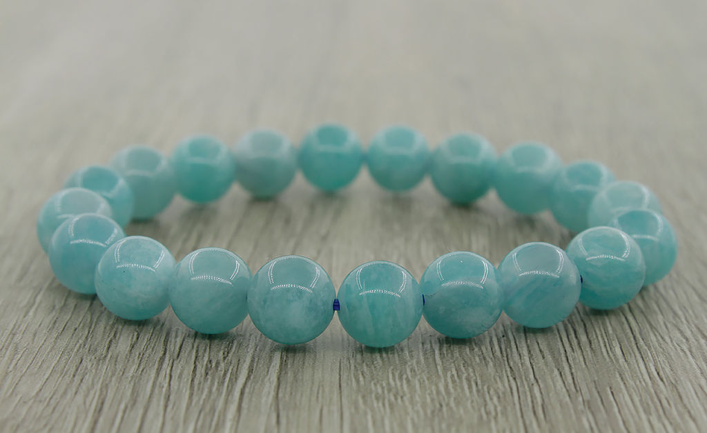 Амазонит прозрачный (Перу) 10мм, браслет "Классика", длина 17см
