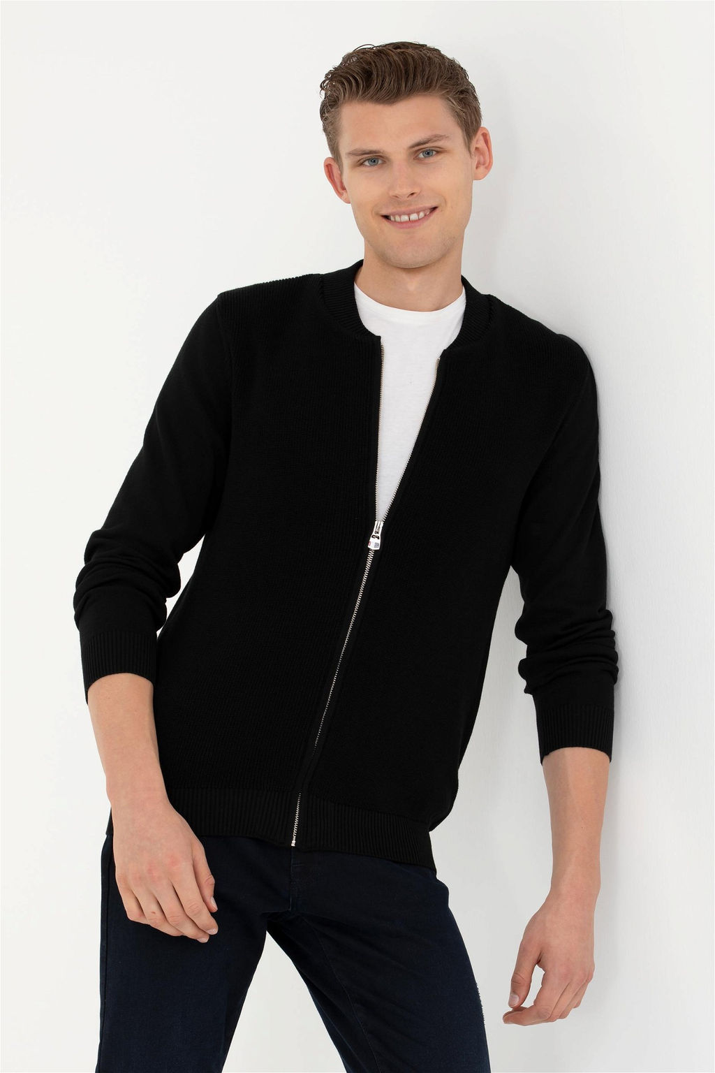 Мужской черный базовый трикотажный кардиган - U.s. polo assn фото 10