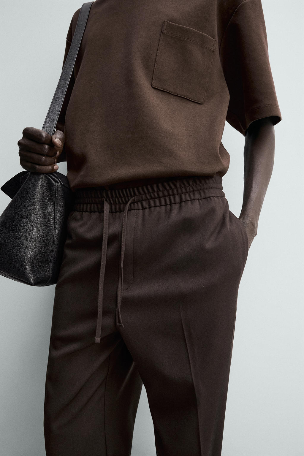 PANTAL?N CINTURA JOGGER CONFORT / Chocolate - Zara фото 6