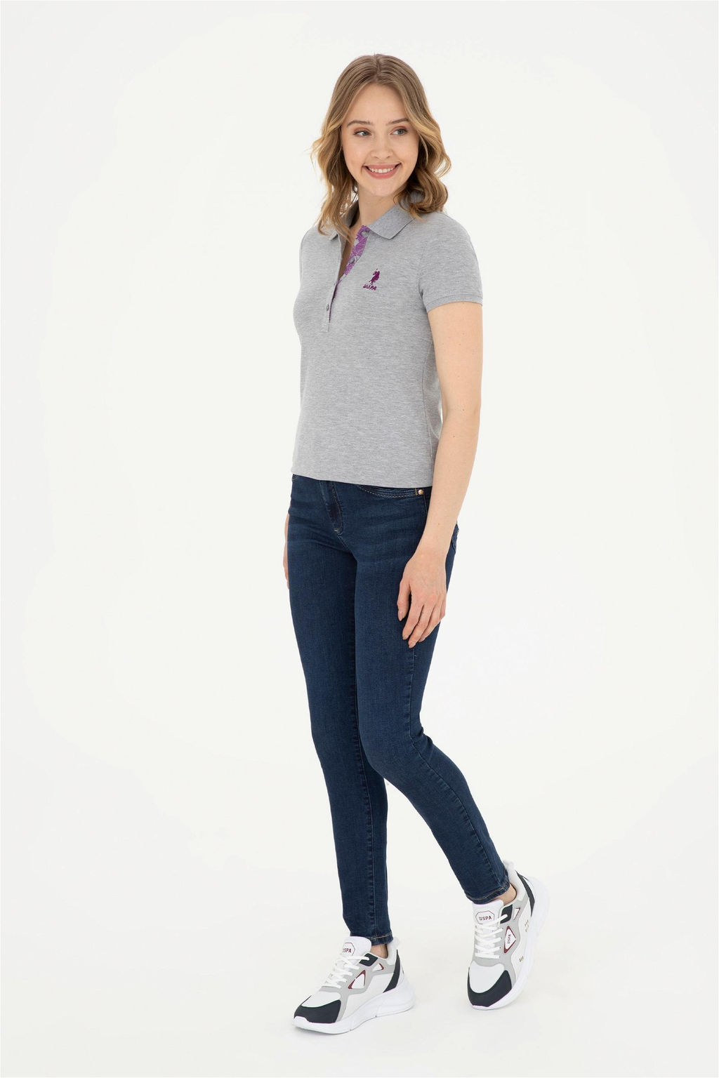 Женская серая меланжевая базовая футболка Неожиданная скидка в корзине - U.s. polo assn фото 4