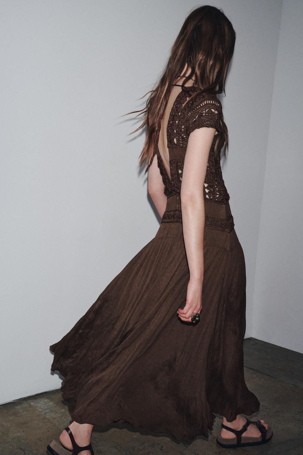 ZW COLLECTION COMBINED CROCHET DRESS - Zara фото 6