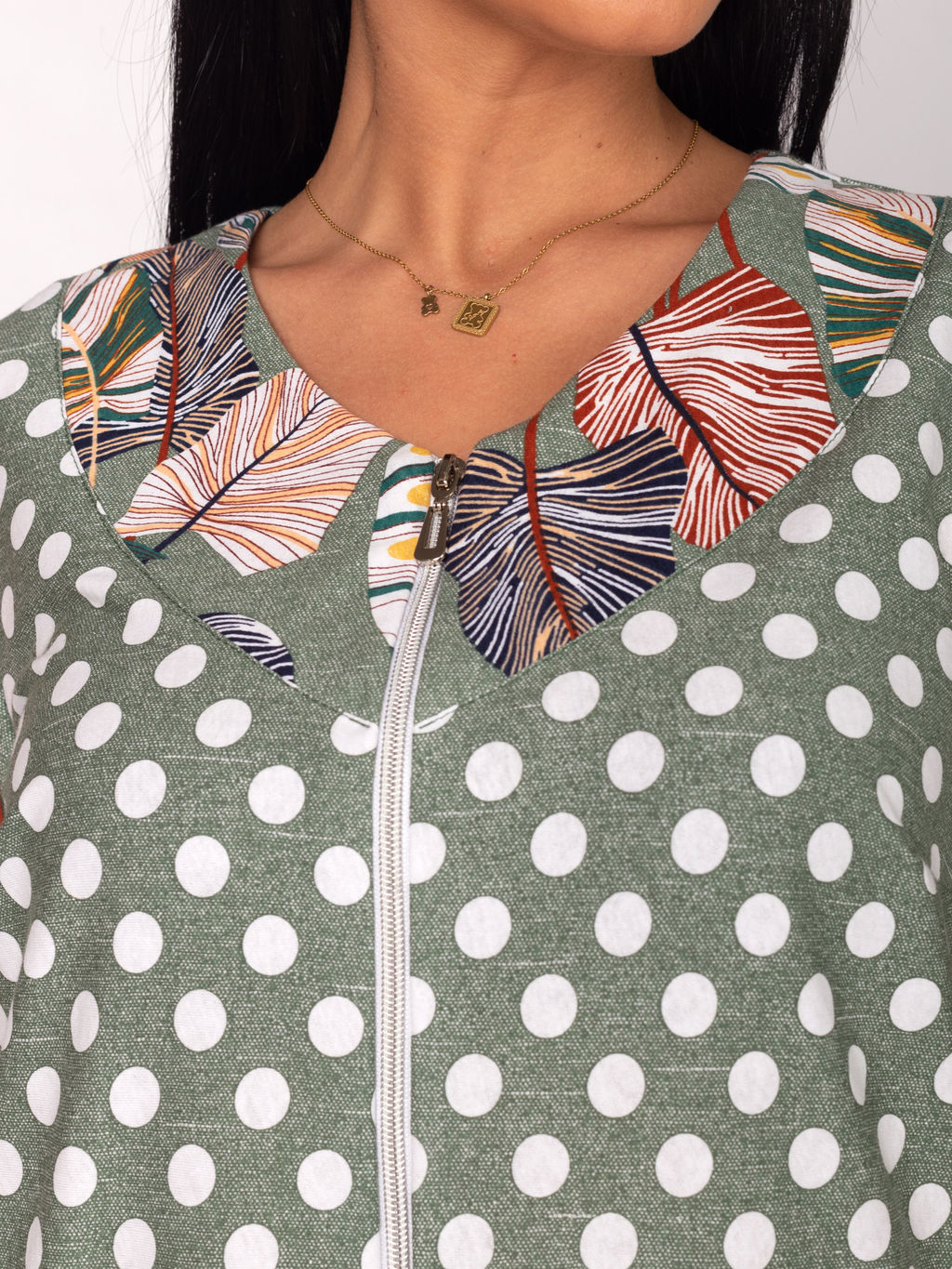 Халат женский кулирка на молнии "ВЕНЕРА" ЗЕЛЕНЬ