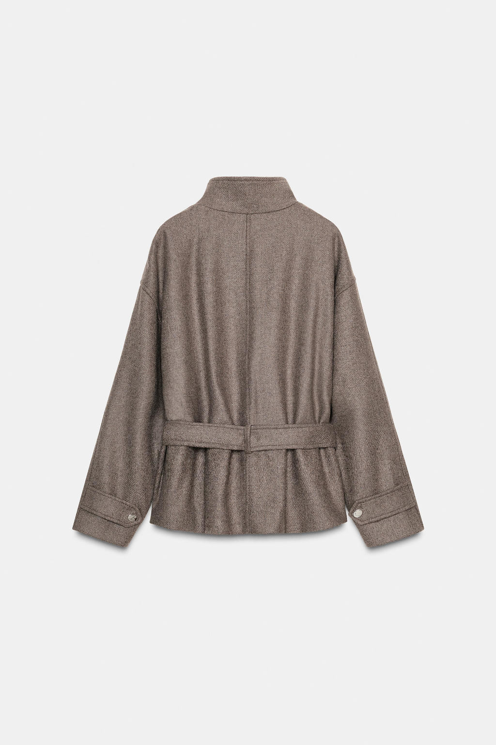 CROPPED WOOL COAT WITH BELT - Zara фото 8