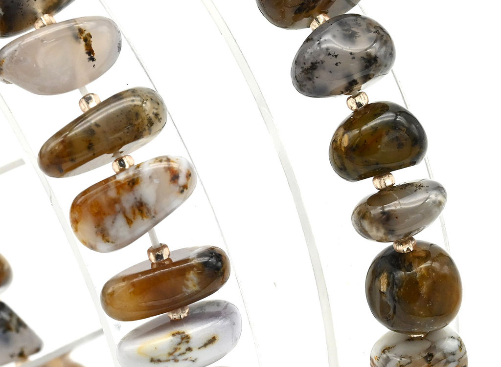 Браслет на руку из агата мохового галтовка