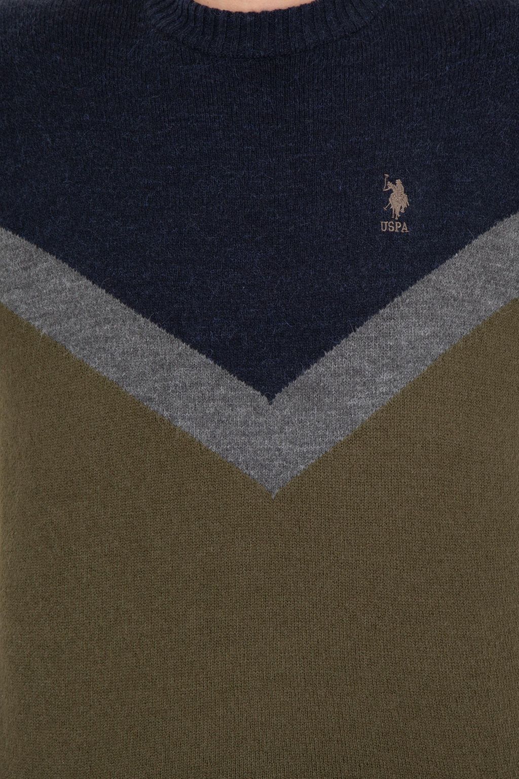 U. S. Polo Assn Мужской вязаный свитер кокосового цвета с круглым вырезом - U.s. polo assn фото 6