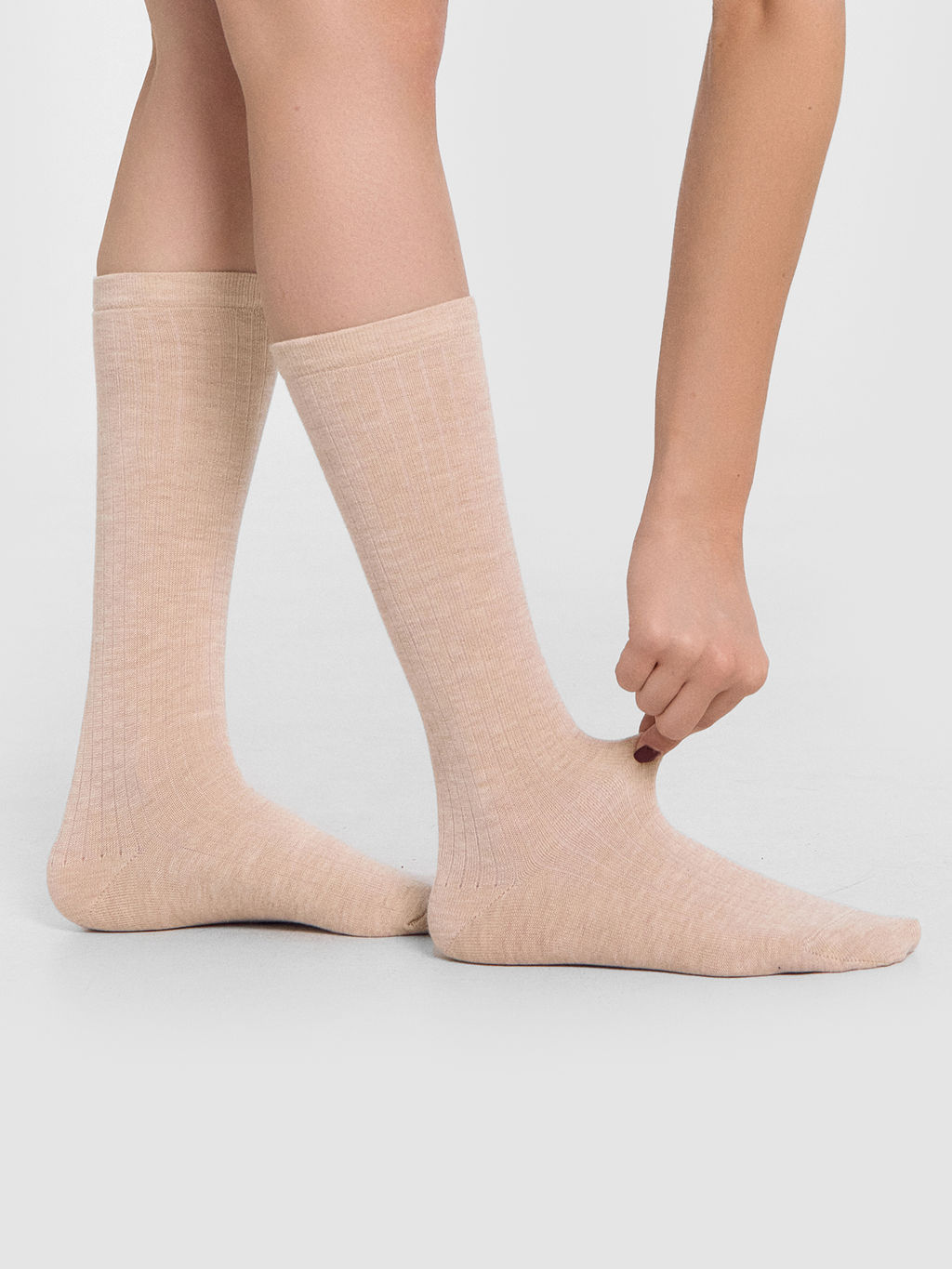 Цена за 5 пар! Носки женские бежевые высокие бежевый меланж 209K-2960 - Mark formelle фото 3