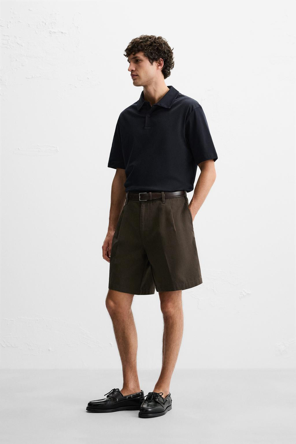 REGULAR FIT PLEATED BERMUDA SHORTS - Zara фото 4