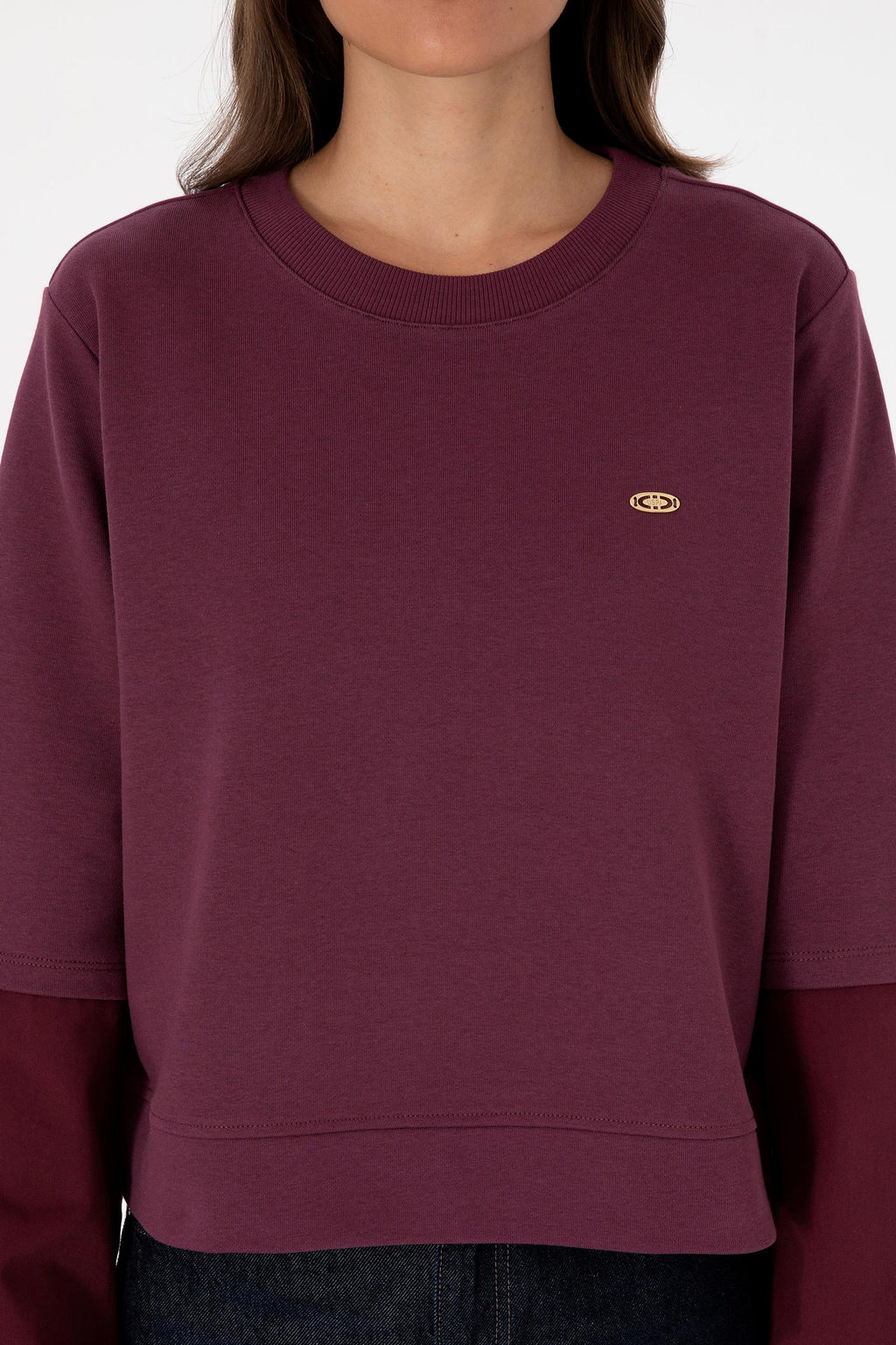 Kad_n Bordo G_mlek Detayl_ Bisiklet Yaka Sweatshirt - U.s. polo assn фото 6