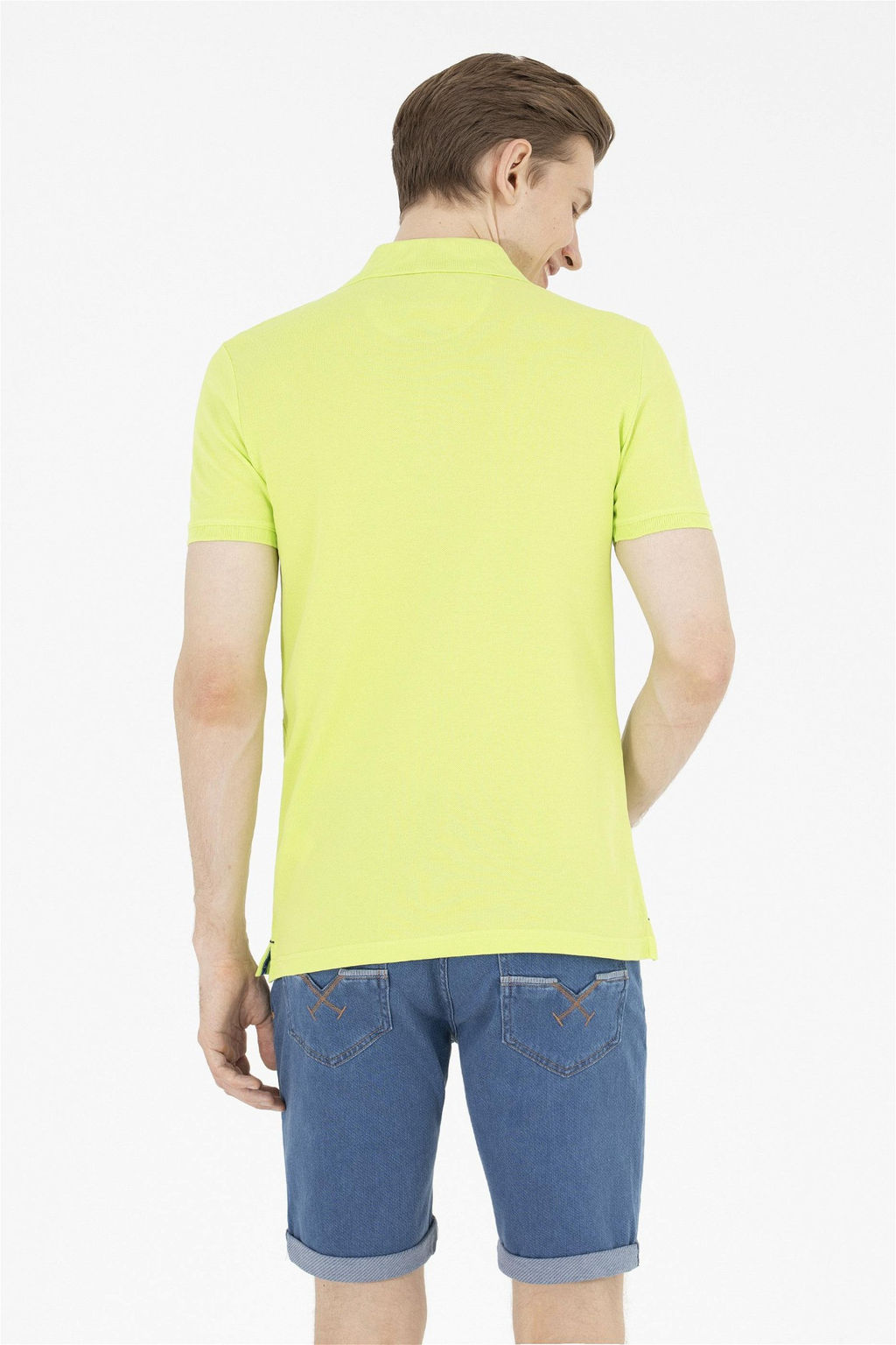 Мужская базовая футболка фисташкового цвета с вырезом поло - U.s. polo assn фото 12