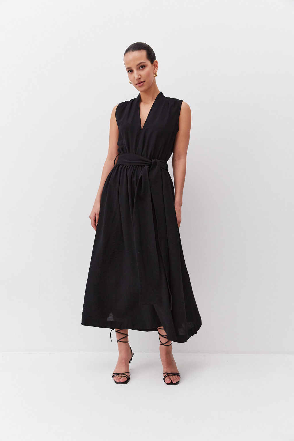 Платье миди из вискозы с поясом в тон - TO BE ONE фото 5