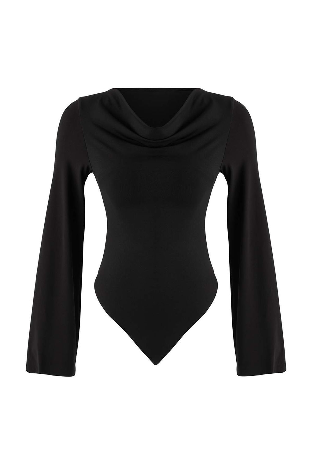 Siyah Degaje Yaka Asimetrik Fitted/Vucuda Oturan Orme Bluz TWOAW26BZ00283