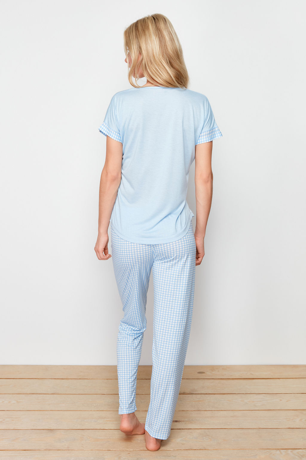 Mavi Potikareli ve Sloganl? Orme Pijama Tak?m? THMSS24PT00364