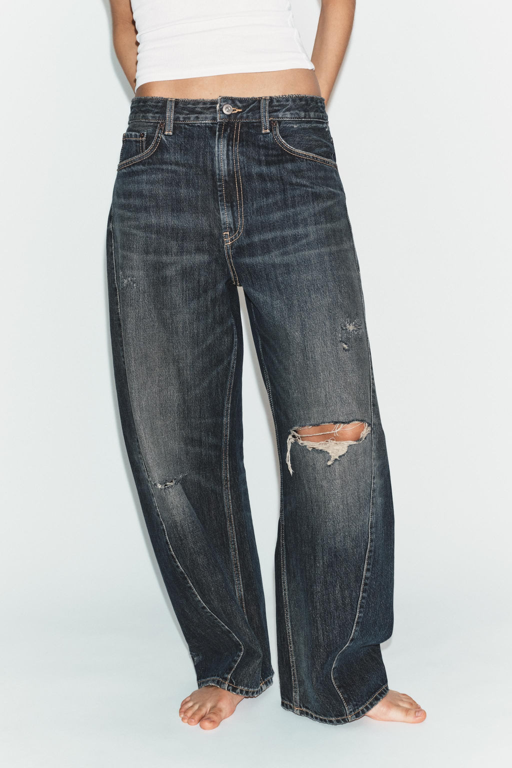 JEANS TRF BAGGY BALLOON TIRO MEDIO / Azul - Zara фото 11