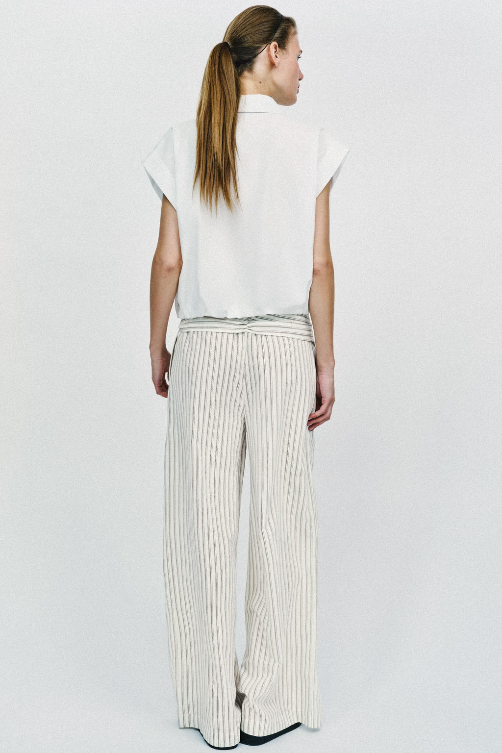 PANTAL?N ANCHO RAYAS PA?UELO / Crudo / Marr?n - Zara фото 6