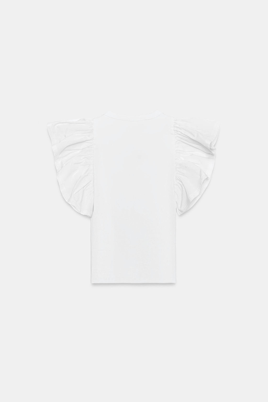 CAMISETA COMBINADA RIB VOLANTES / Blanco