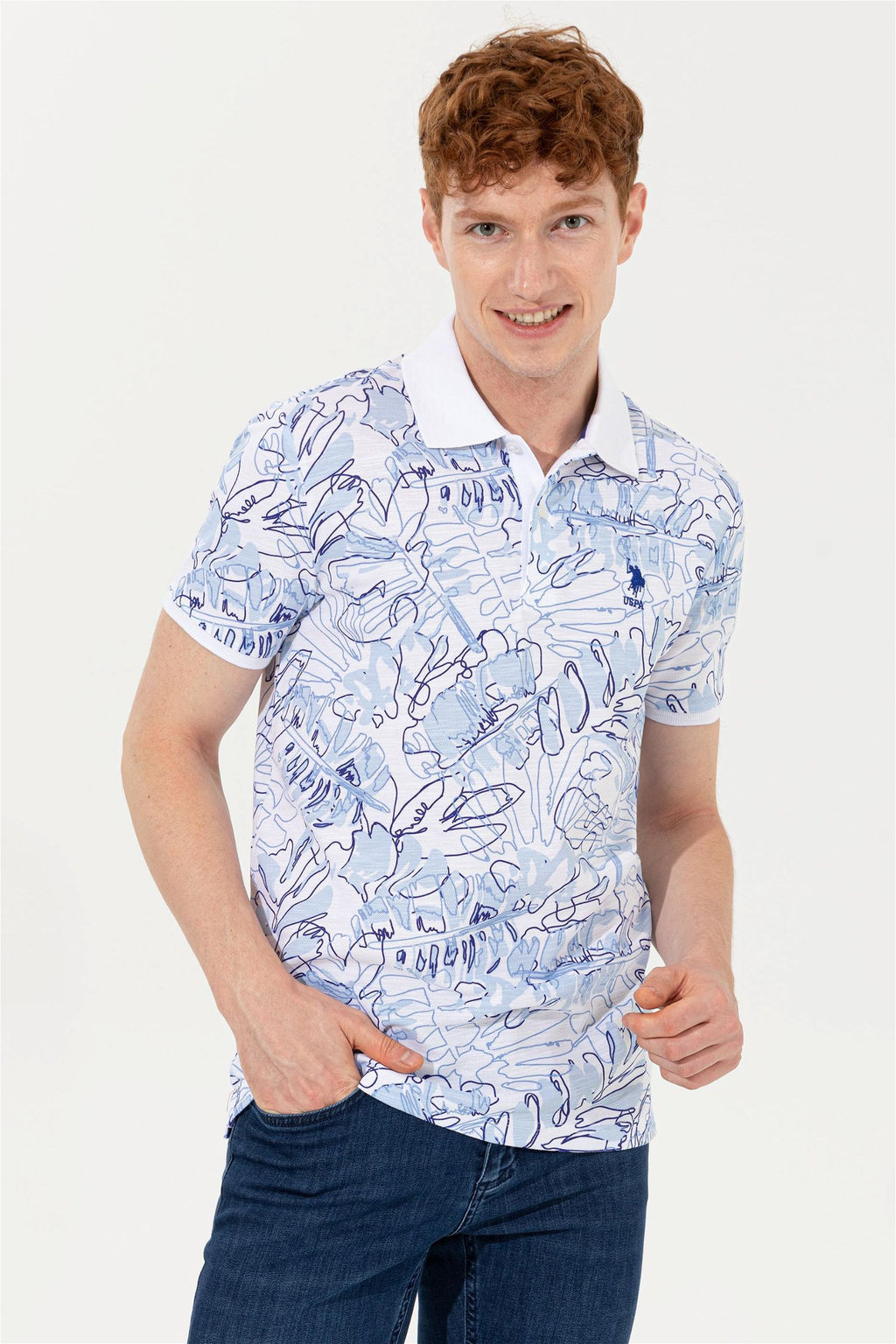 U. S. Polo Assn Мужская синяя футболка с воротником-поло - U.s. polo assn фото 7