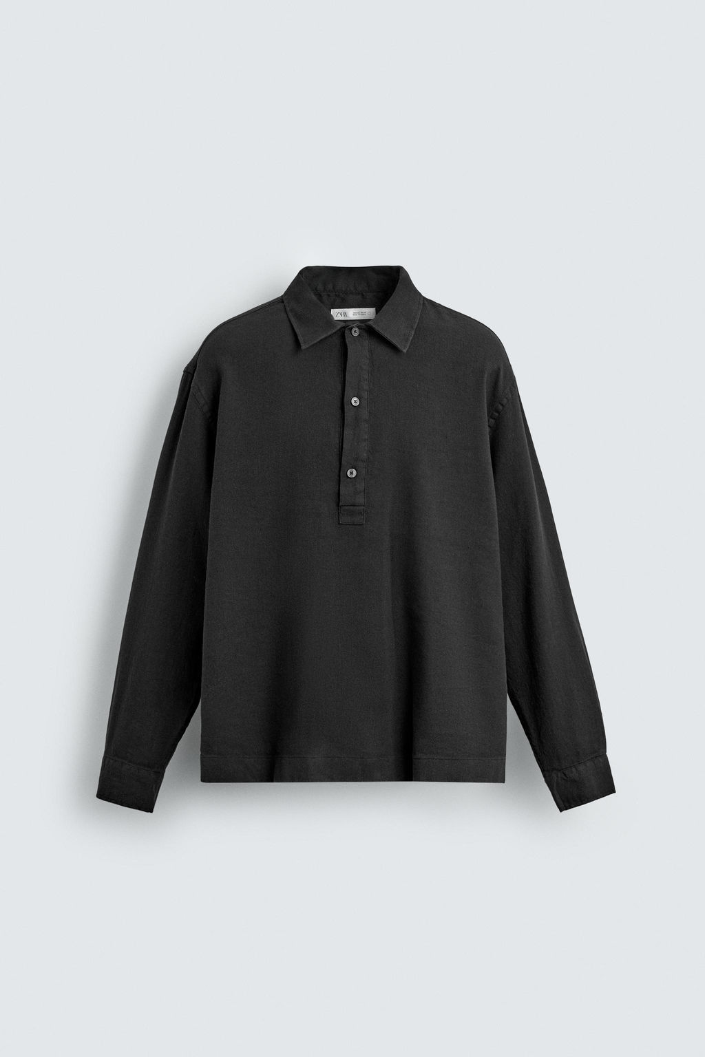 CAMISA POLO ALGOD?N - LINO / Carb?n - Zara фото 7