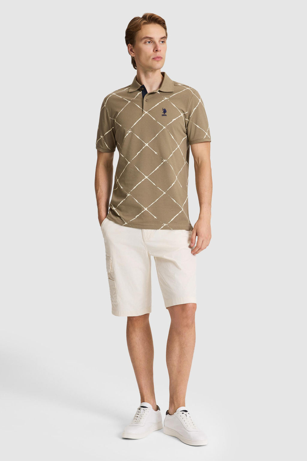 Erkek Haki Regular Fit Polo Yaka Ti__rt