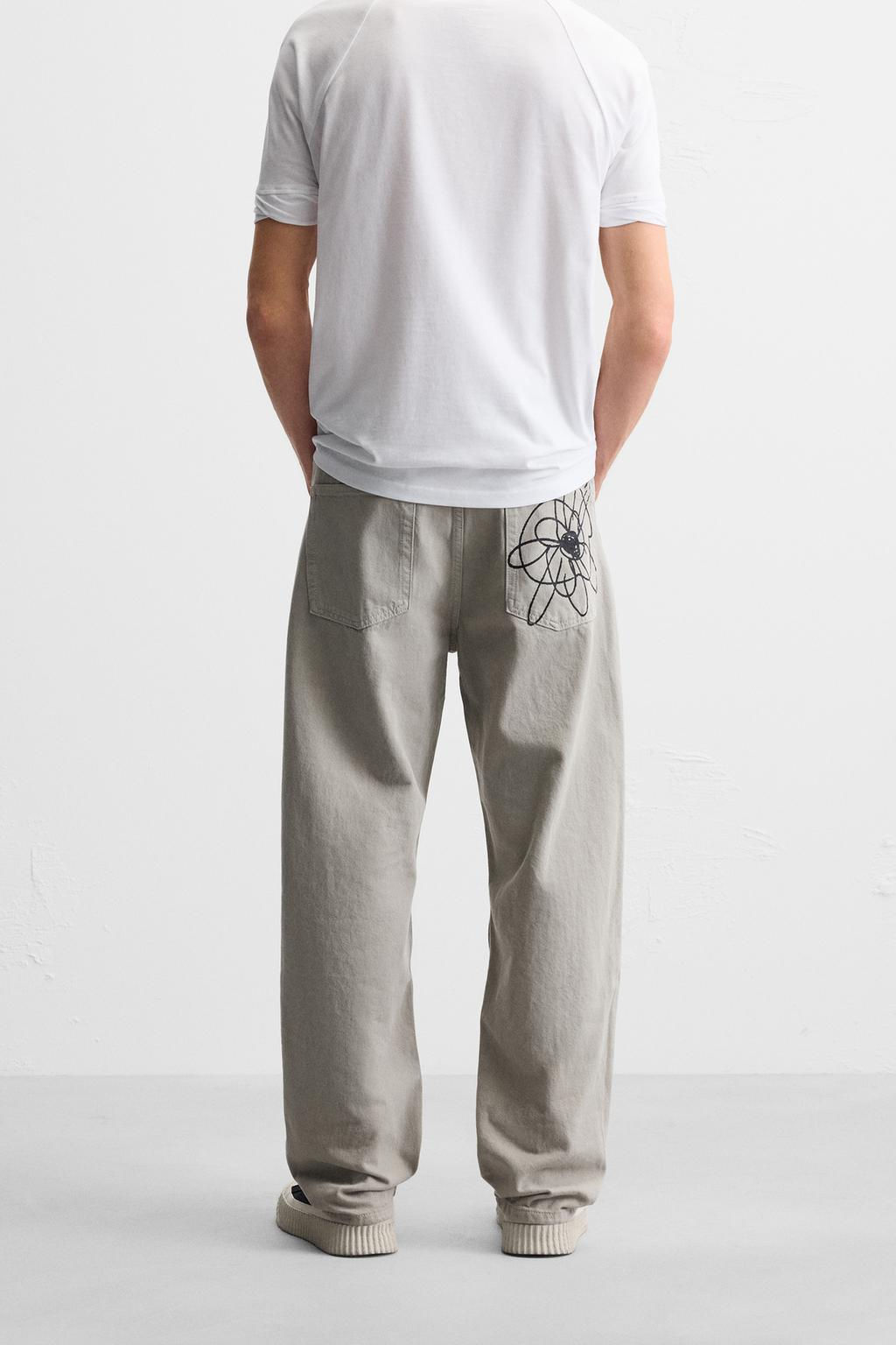 FLORAL PRINT STRAIGHT-LEG JEANS - Zara фото 3