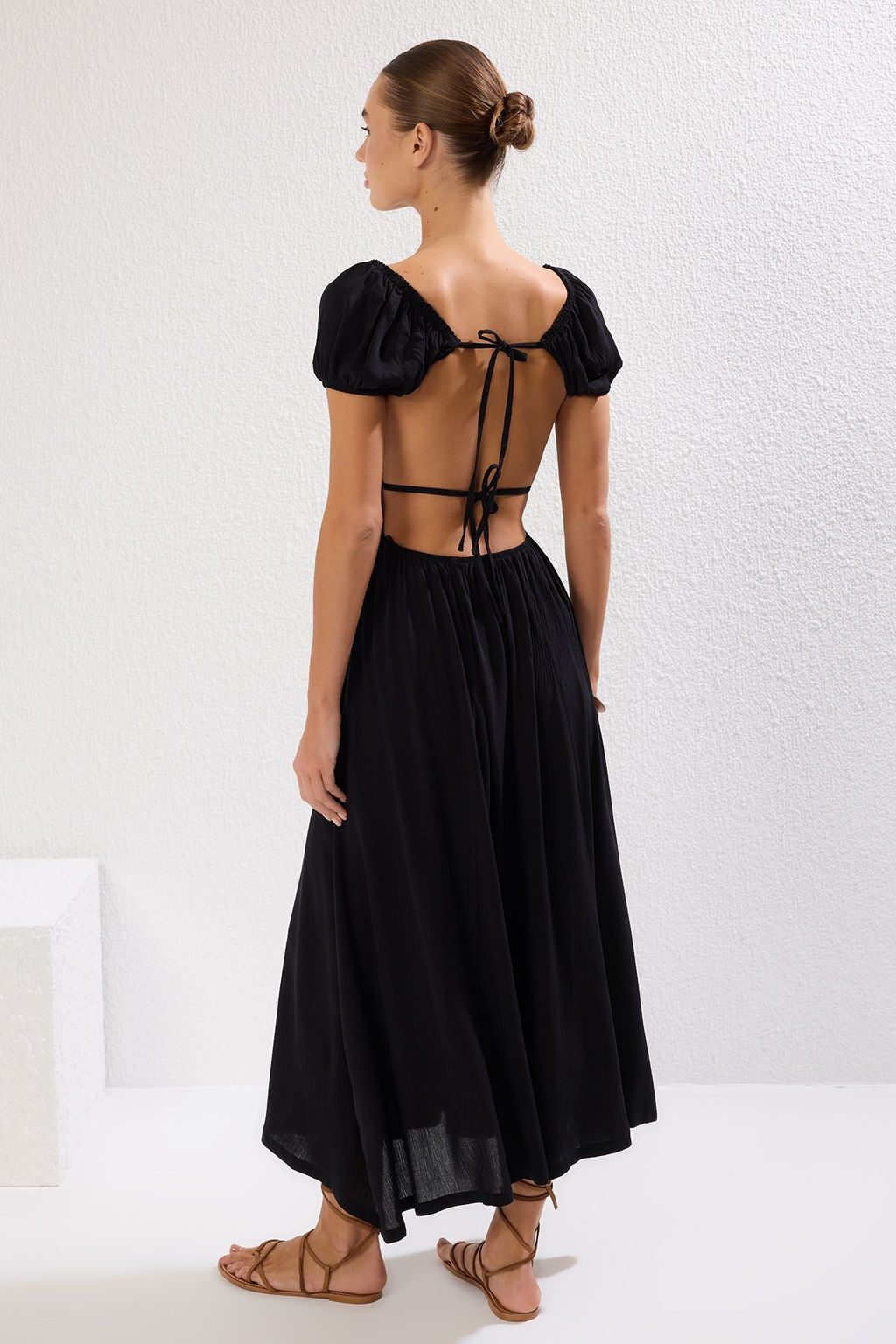 Trendyolmilla Plaj Giyim Ekru Maxi Dokuma Gipe Detayl? Elbise TBESS25EL00030 фото 5