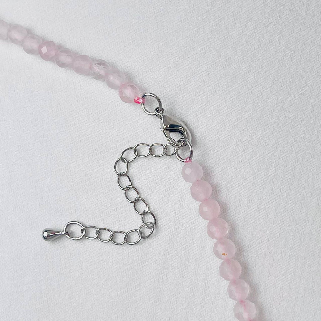 Бусы из Розового кварца и Ангелита с кулоном - Радуга самоцветов фото 4