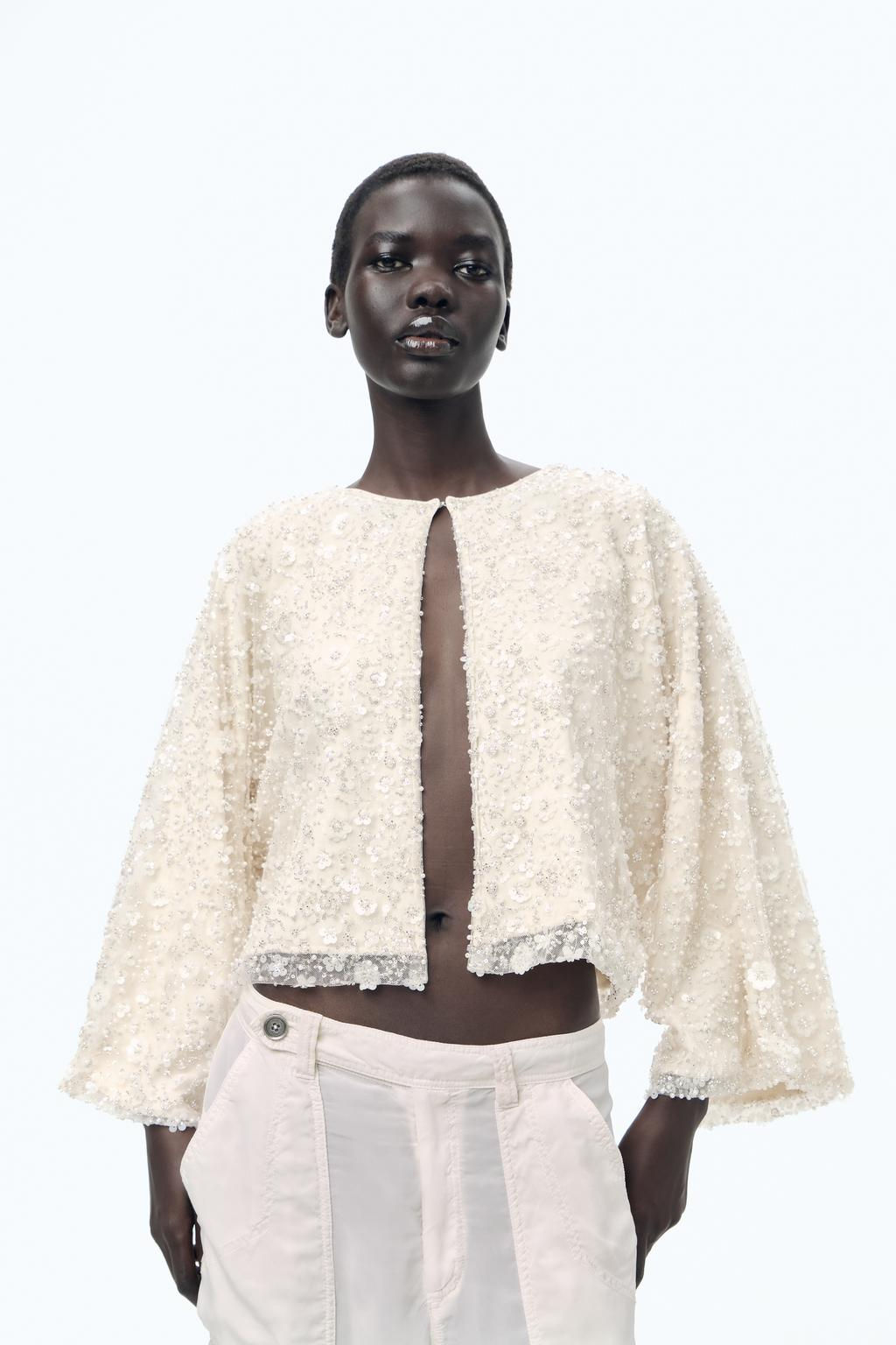 SEQUINNED BEADED CARDIGAN - Zara фото 3