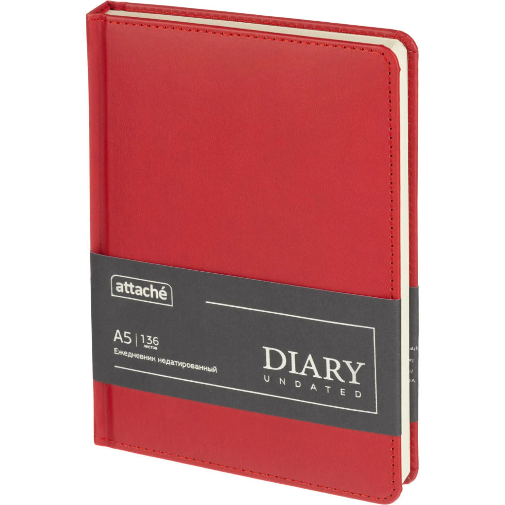 Ежедневник недатированный ATTACHE Classic А5, 140х200мм, 136л, красный  фото 2