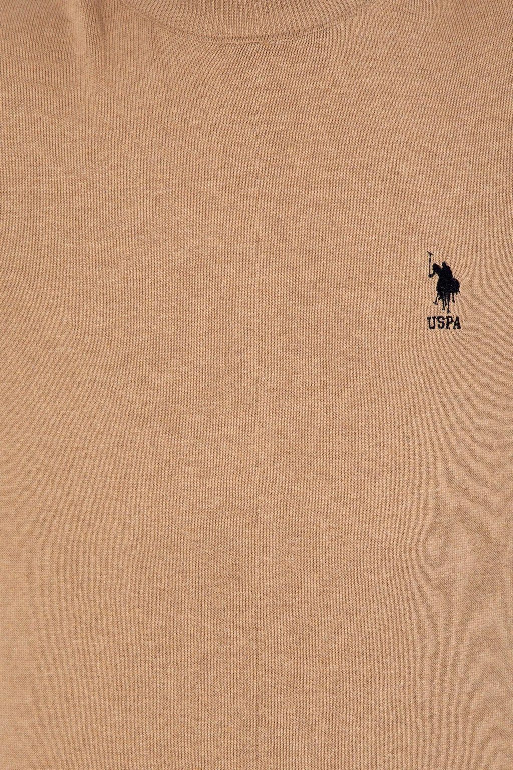 U. S. Polo Assn Мужской базовый свитер светло-коричневого меланжевого цвета - U.s. polo assn фото 6