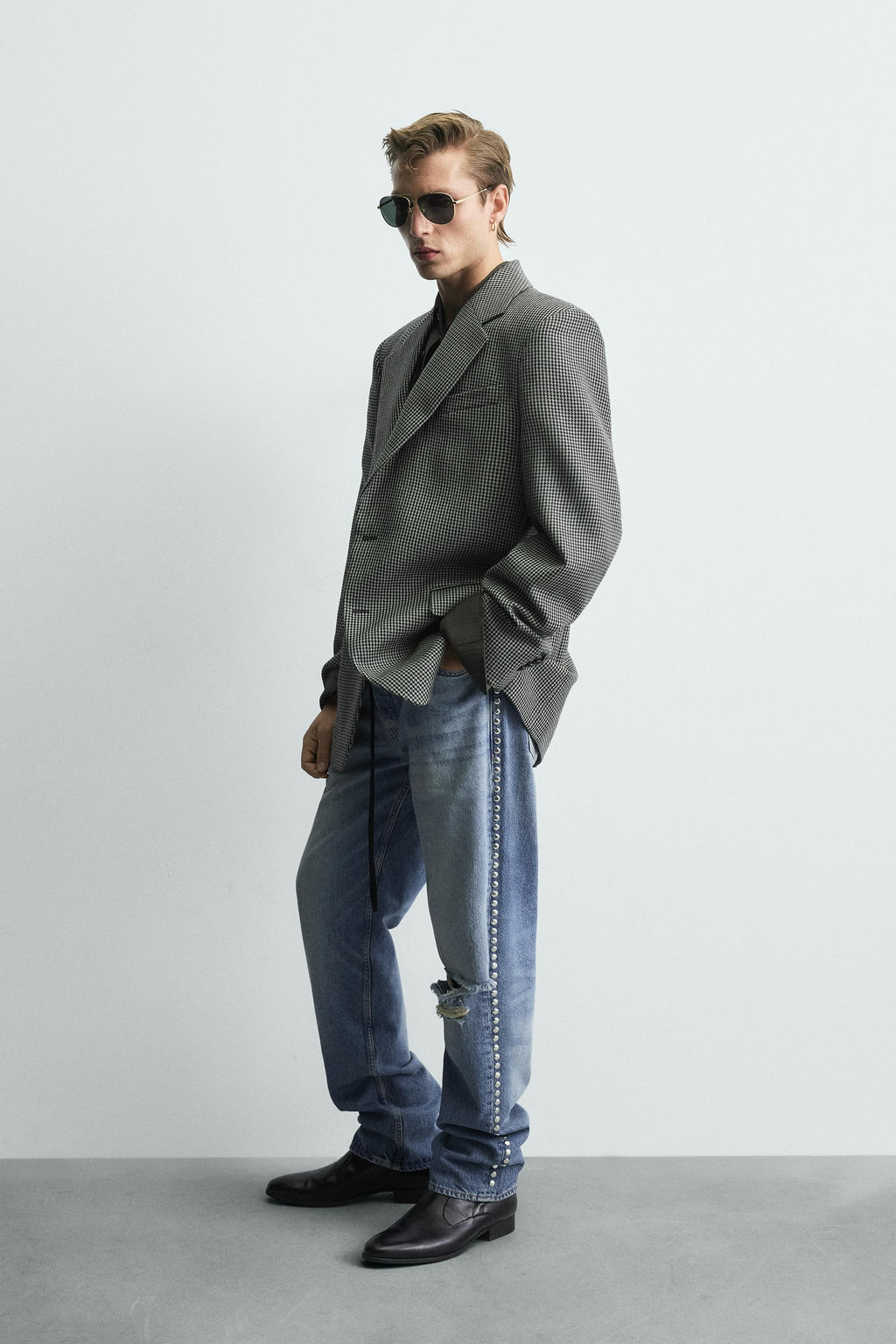 LIMITED EDITION 100% WOOL HOUNDSTOOTH BLAZER - Zara фото 4