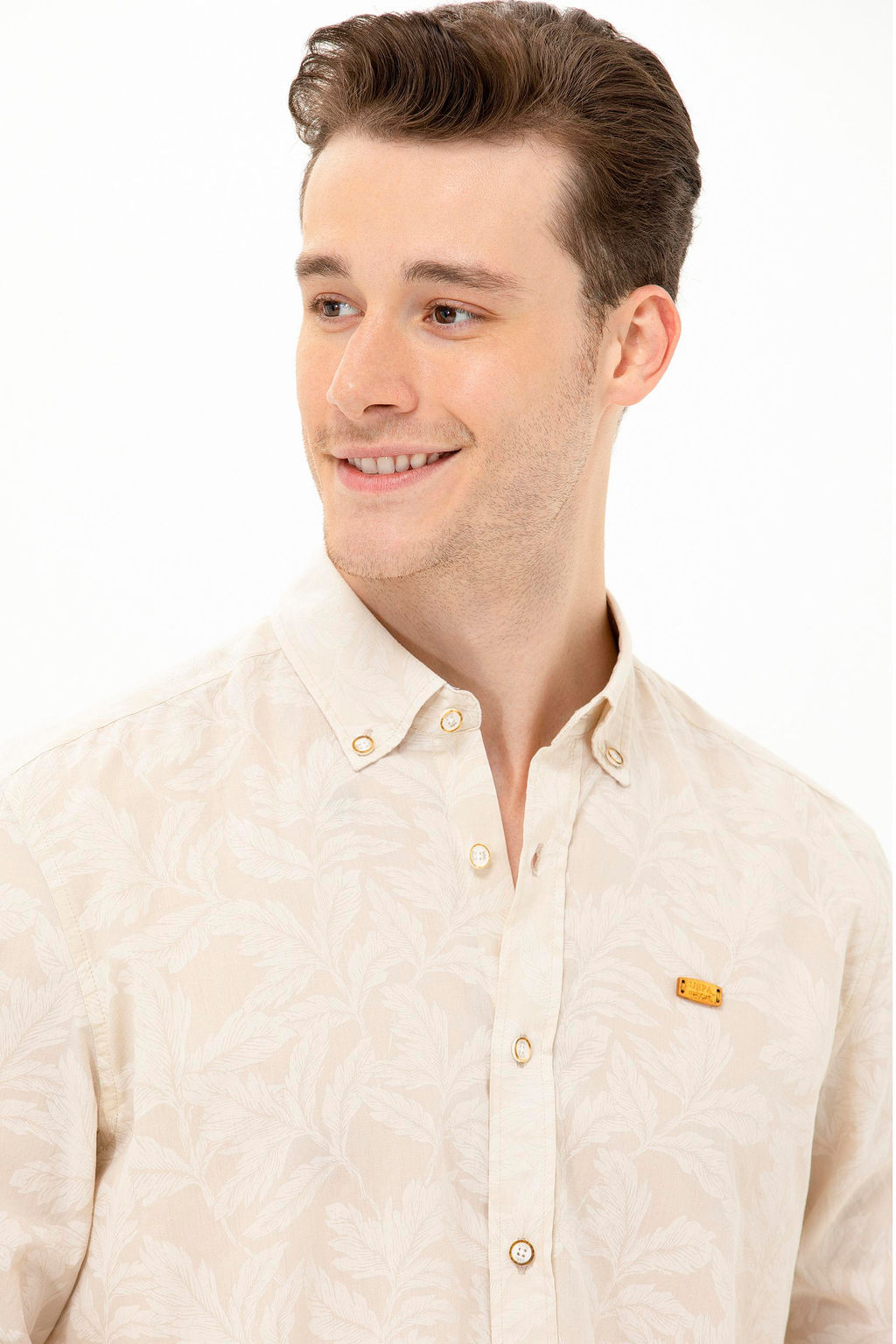 U. S. Polo Assn Мужская рубашка с длинным рукавом цвета экрю - U.s. polo assn фото 4