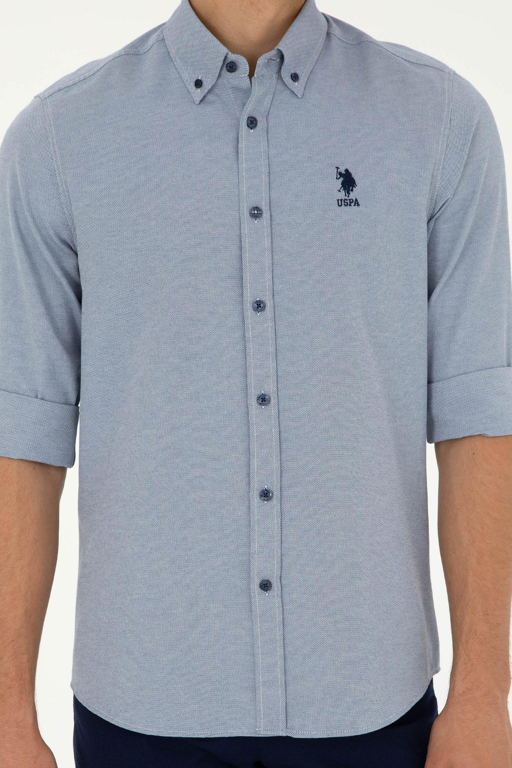 Мужская темно-синяя базовая рубашка с длинным рукавом Неожиданная скидка в корзине - U.s. polo assn фото 6