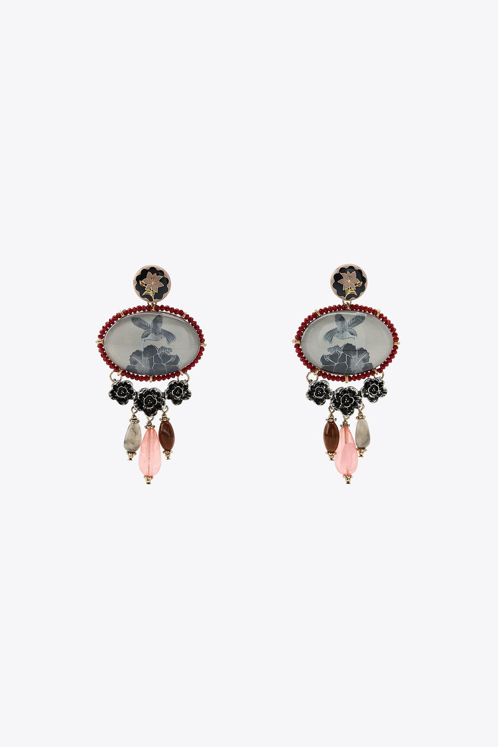 RESIN STONE CHARM EARRINGS - Zara фото 3