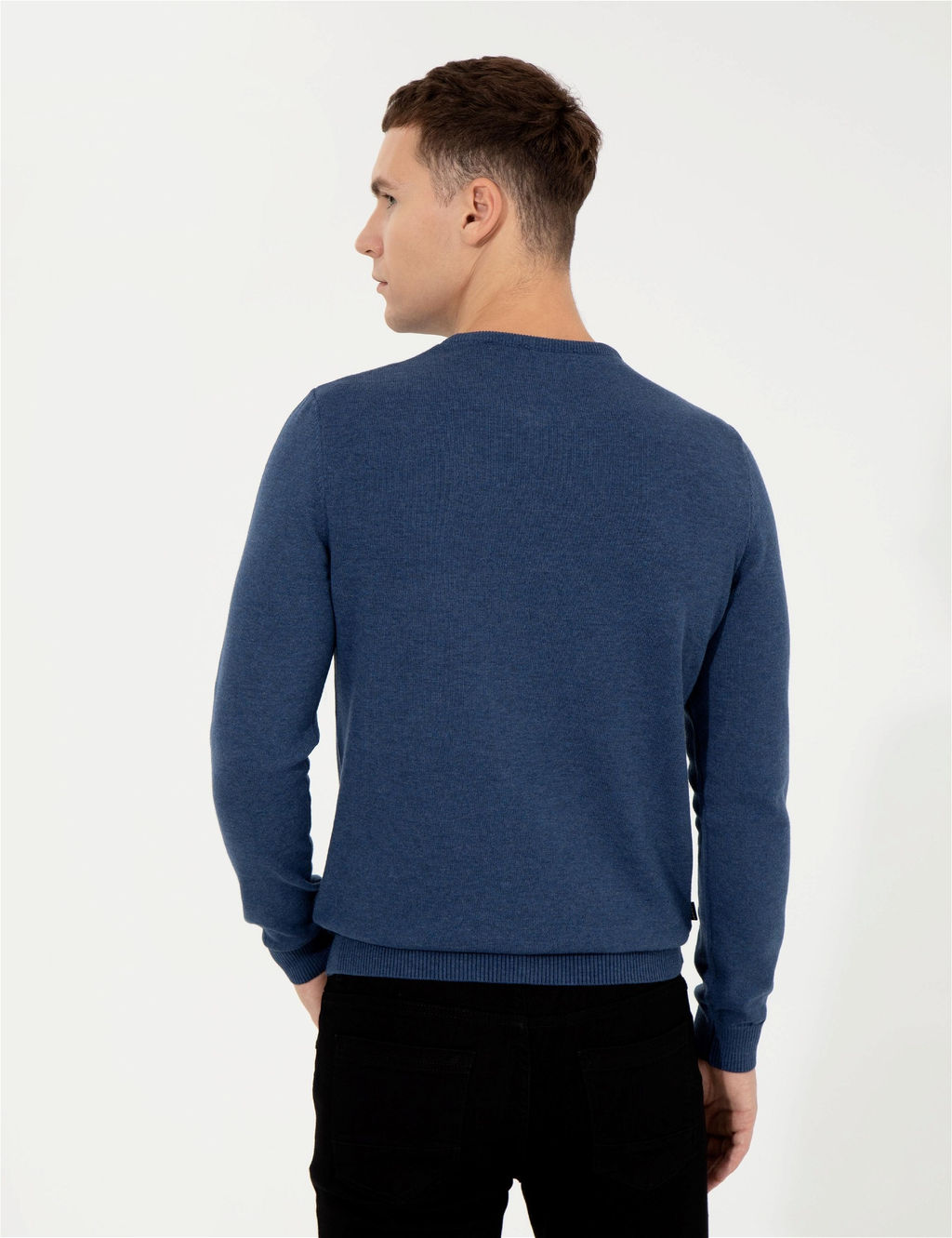 _ndigo Melanj Slim Fit Bisiklet Yaka Basic Triko Kazak - Pierre cardin фото 5