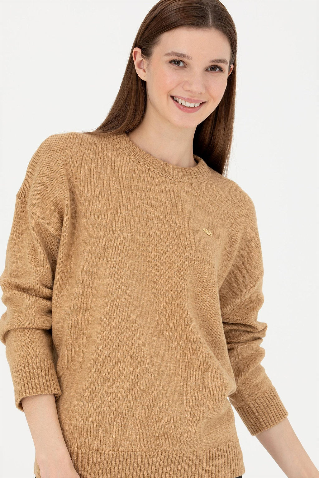 Женский свитер песочного меланжа - U.s. polo assn фото 3