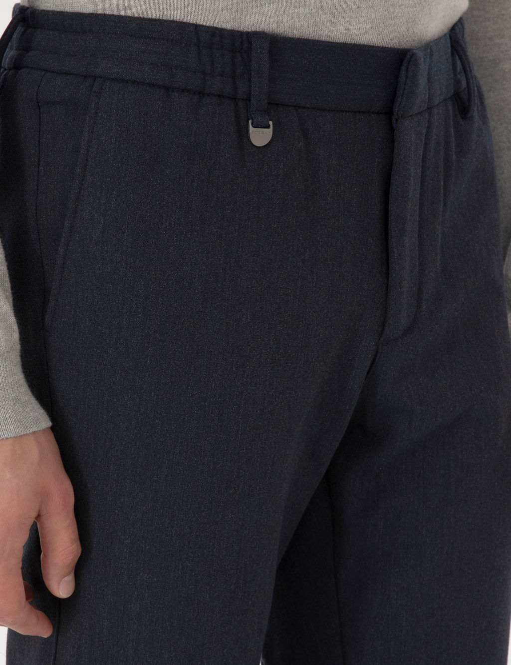 Lacivert Slim Fit Flanel Dokulu Kuma_ Pantolon