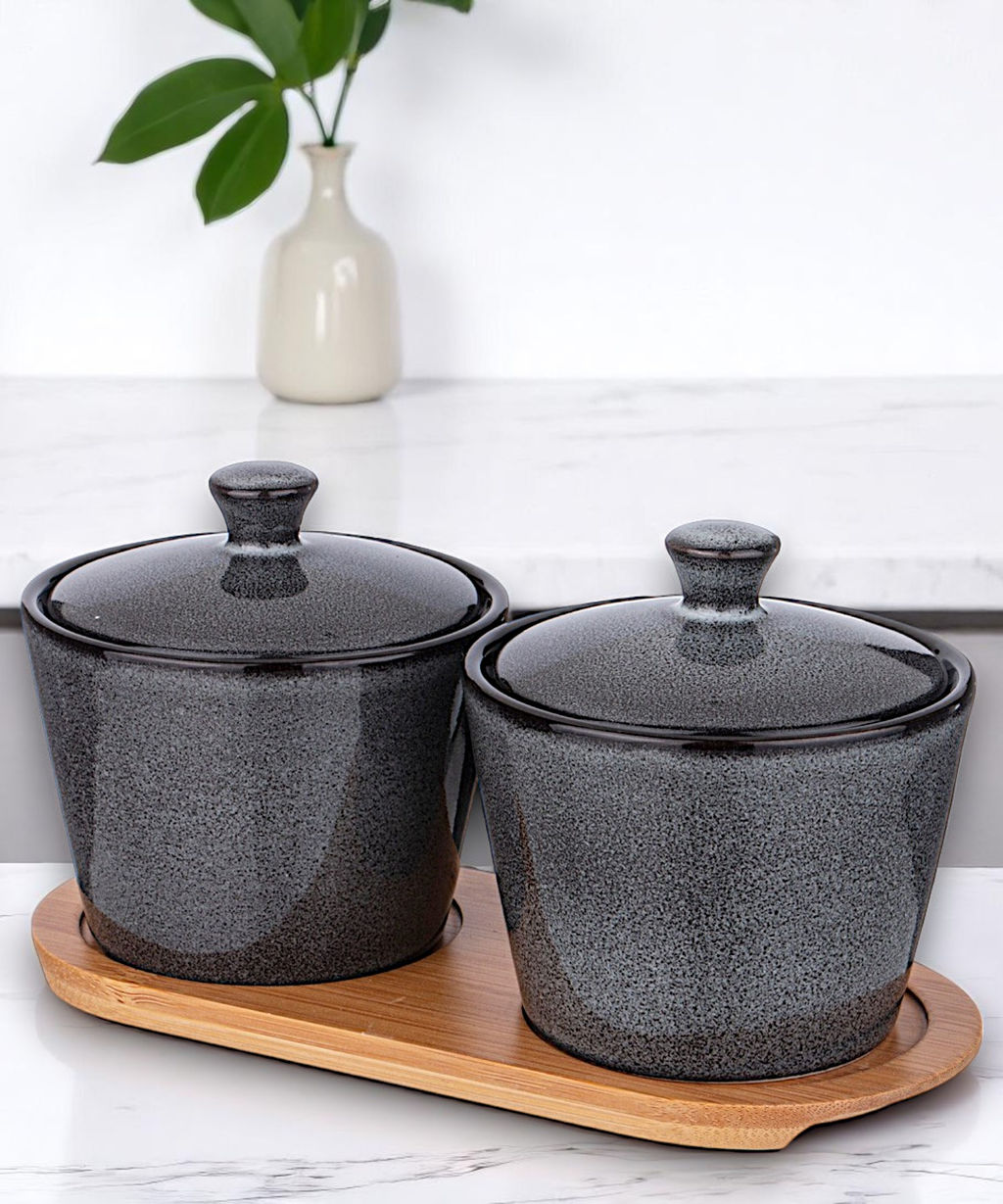 НАБОР БАНОК LEFARD GRAPHITE 2 ШТ. 300 МЛ 10*10*7,5 СМ НА ДЕР. ПОДСТАВКЕ фото 8