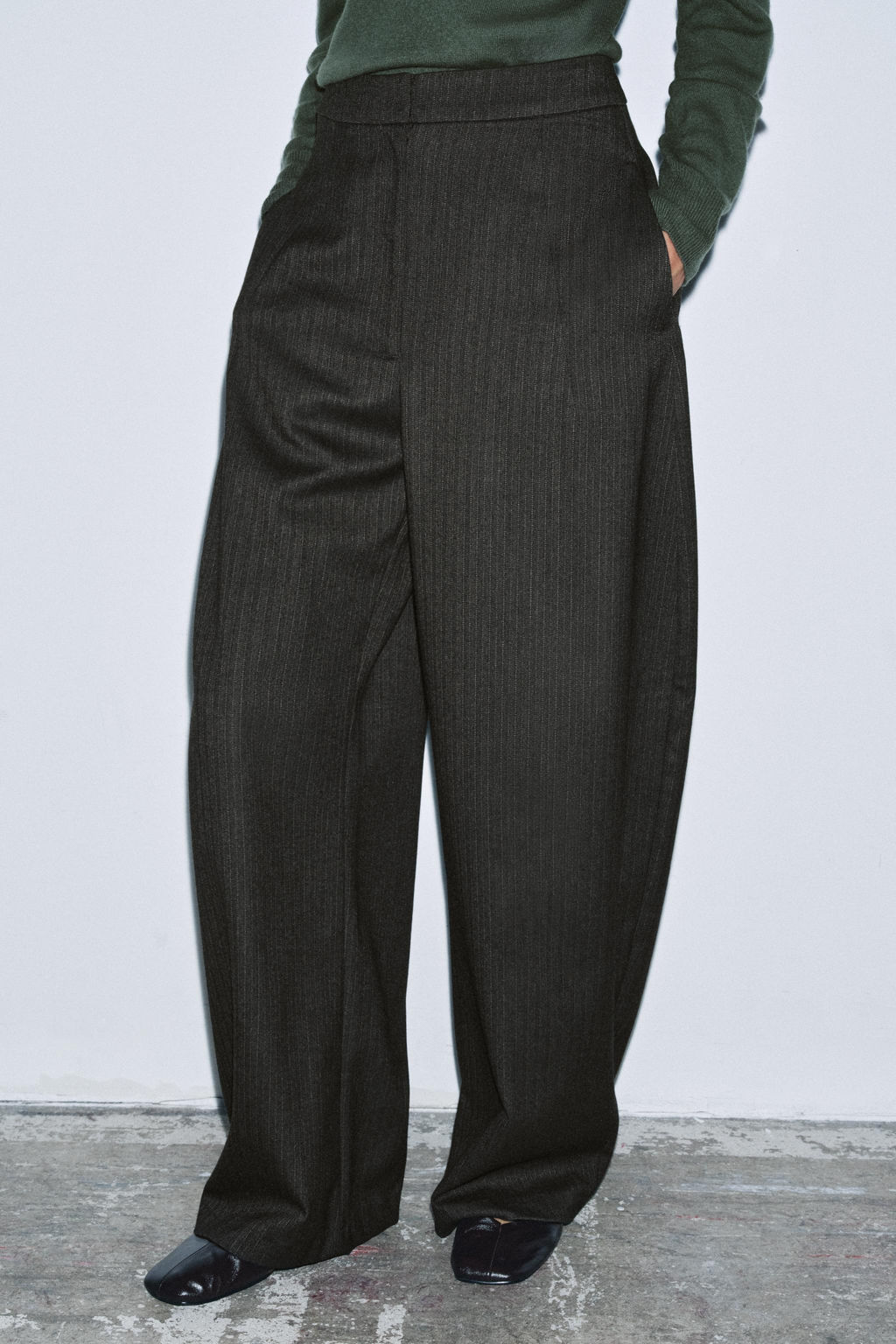 ZW COLLECTION HERRINGBONE BALLOON TROUSERS - Zara фото 3