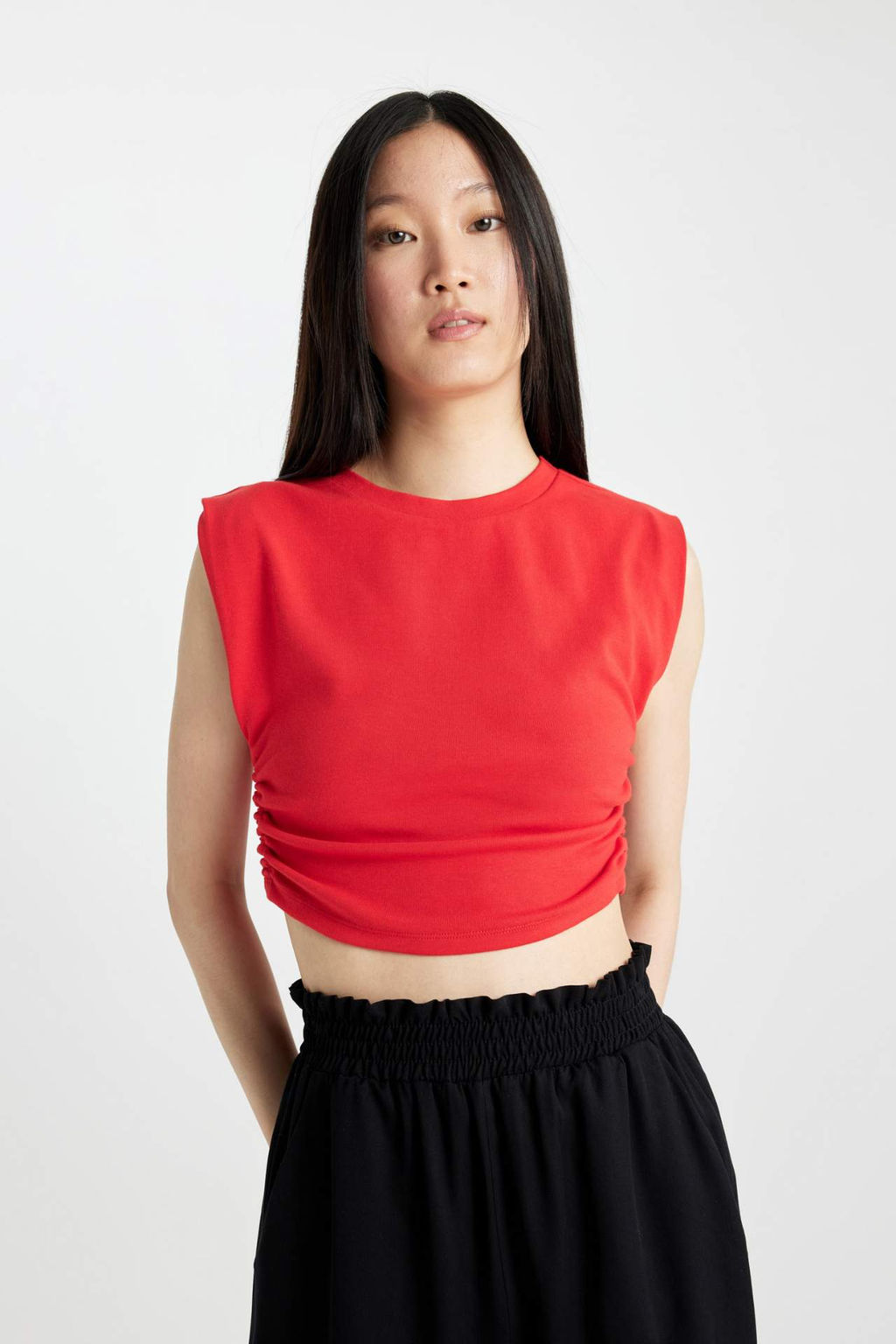 Slim Fit Dar Kesim Bisiklet Yaka Basic Duz Kolsuz Tisort - Defacto фото 4