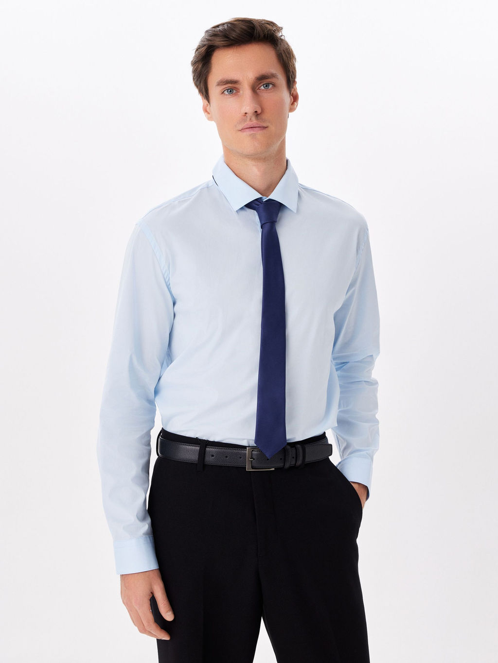 Сорочка мужская длинный рукав GREG 210/237/BL/ZN STRETCH