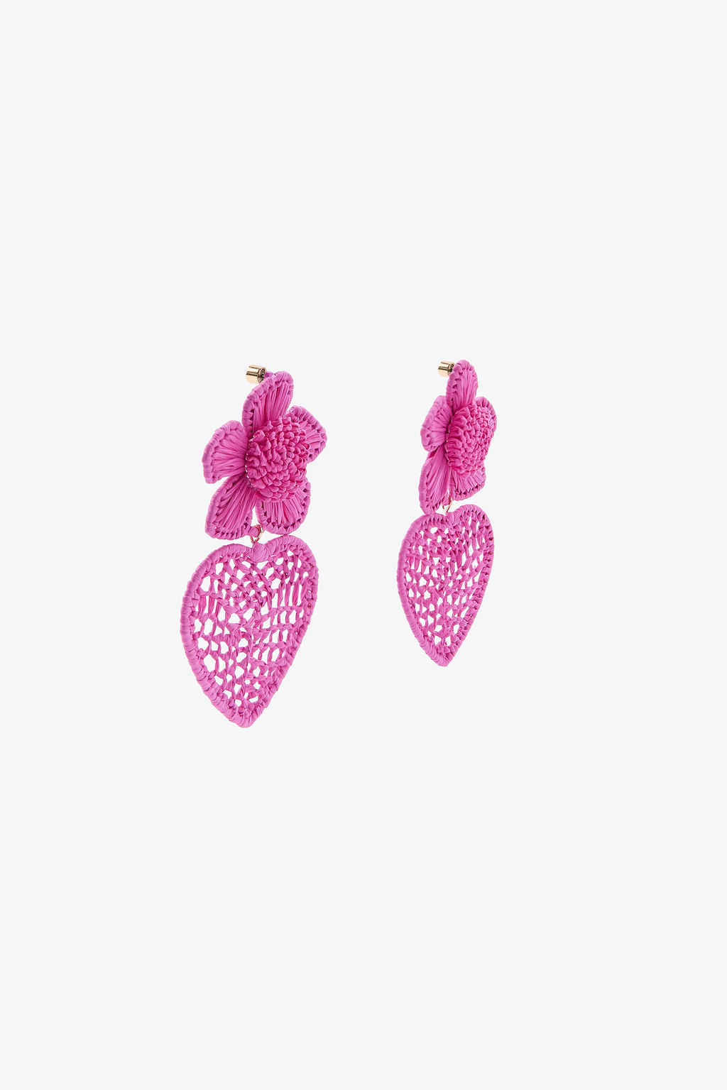 RAFFIA FLOWER AND HEART EARRINGS - Zara фото 4