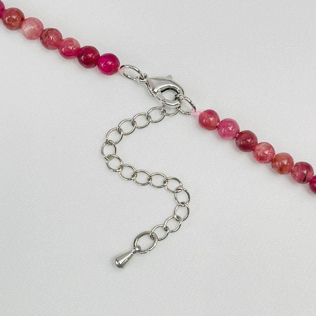 Бусы-чокер из Турмалина и Жемчуга с кулоном из Лепидолита