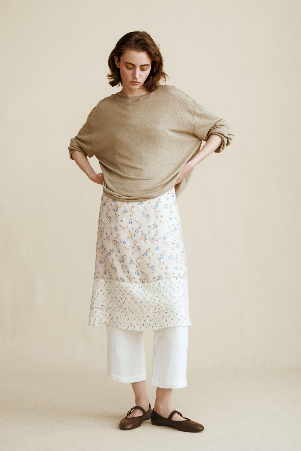 JERSEY PUNTO 100% LINO CREATED BY CARAMEL LONDON X ZARA / Khaki  фото 2