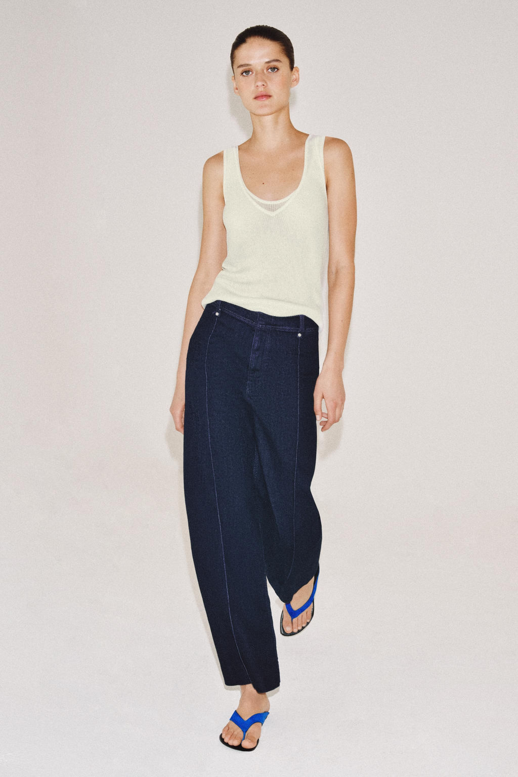 JEANS ZW COLLECTION TAILORED WIDE LEG TIRO ALTO / Azul - Zara фото 4