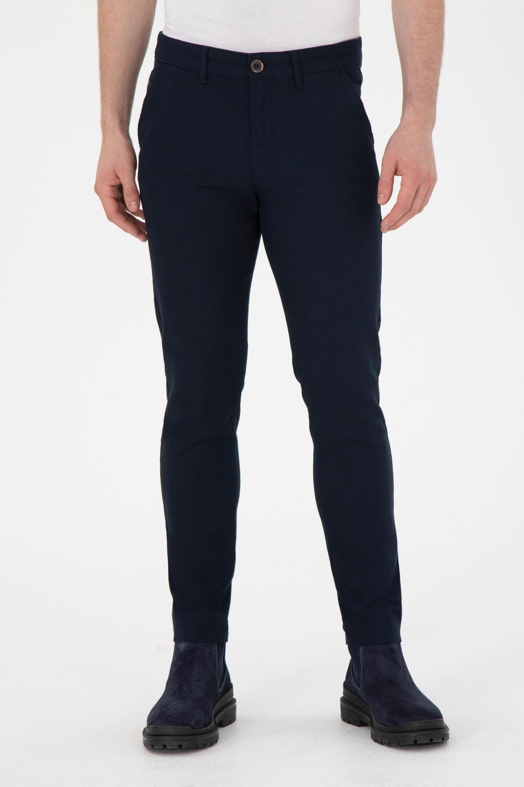 Erkek Slim Fit Lacivert Kanvas Pantolon