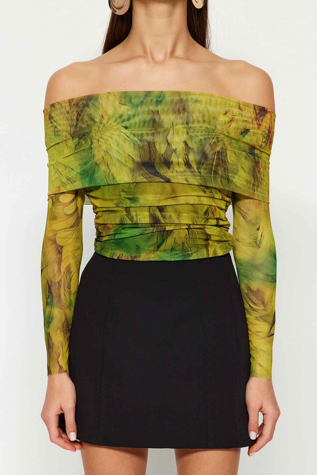 Trendyolmilla Cok Renkli Desenli Orme Tul Bluz TPRAW24BZ00094 фото 4