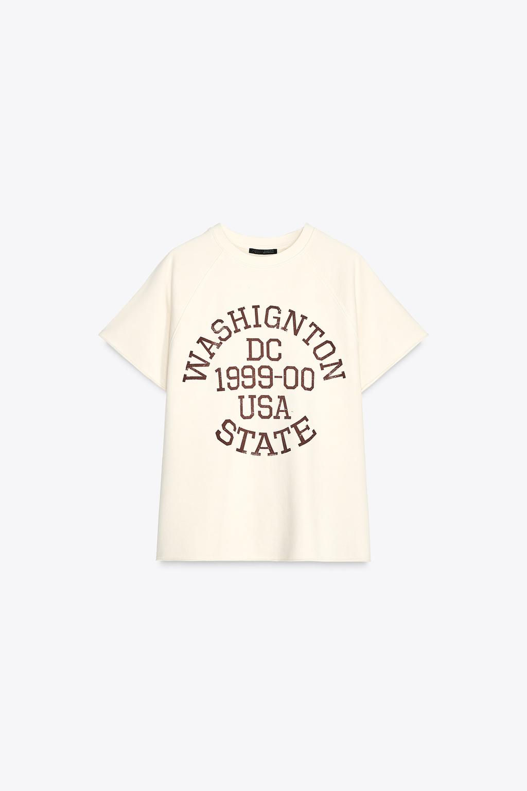 WASHED-EFFECT TEXT PLUSH SWEATSHIRT - Zara фото 5
