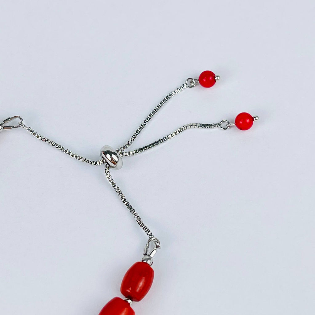 Браслет регулируемый на увеличение из Коралла - Радуга самоцветов фото 4